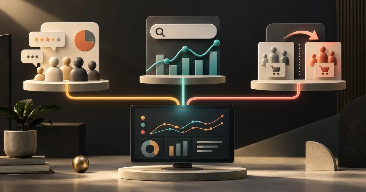 Editorial measurement system connecting audience surveys, search behaviour and controlled sales lift