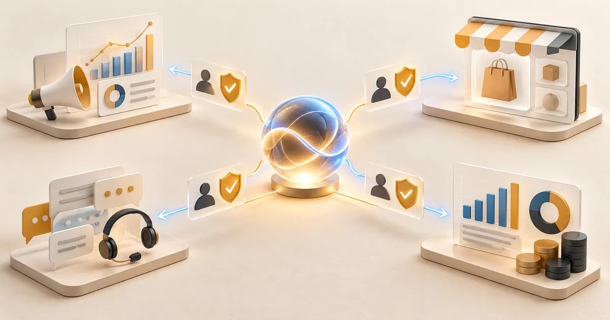 AI business agent coordinating marketing, ecommerce, support and finance workflows through human approval gates