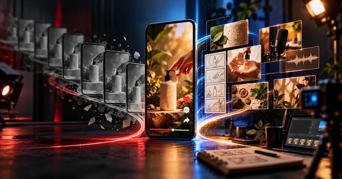 Repetitive short-form product videos separating from an original product story with commentary and production evidence