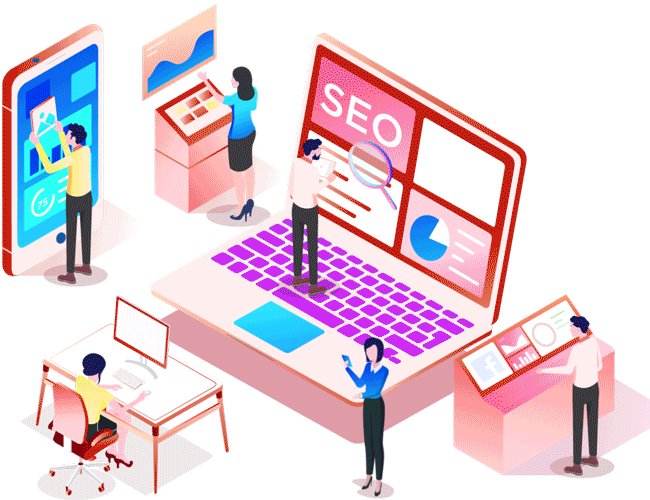 Animated digital marketing visual highlighting online advertising, social media marketing, audience targeting, and campaign performance strategy.
